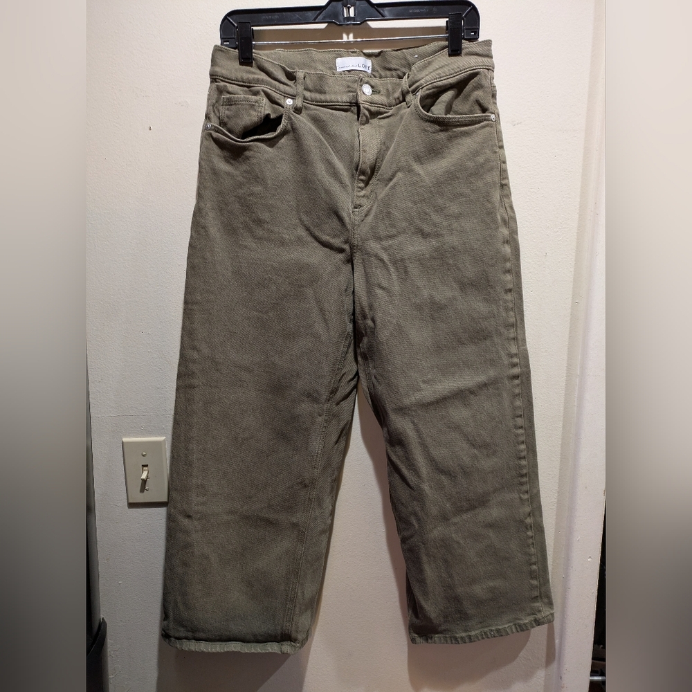 Loft Olive Green Corduroy Pants Wide Leg Size 30/10